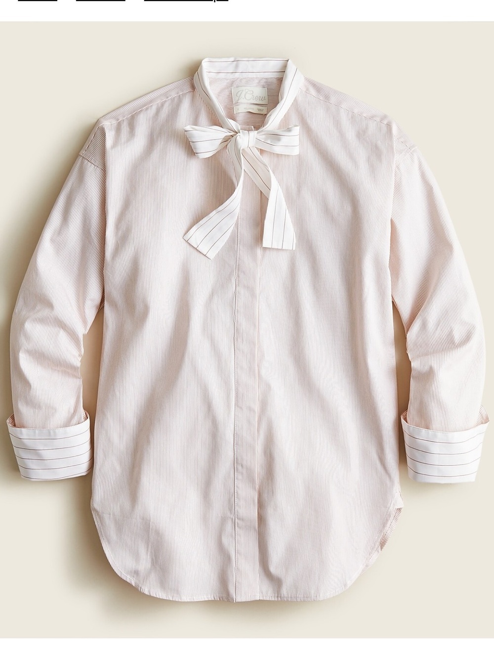 Thomas Mason for J. Crew Relaxed Tie Neck Bow Button-Down Shirt in Stripe